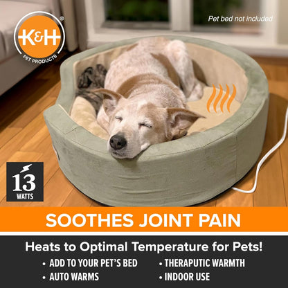 K&H Pet Products Pet Bed Warmer, Turn Any Cat or Dog Bed Into a Heated Cat or Dog Bed, Waterproof Heated Pad to Insert Inside Indoor Cat and Dog Beds - Gray Large