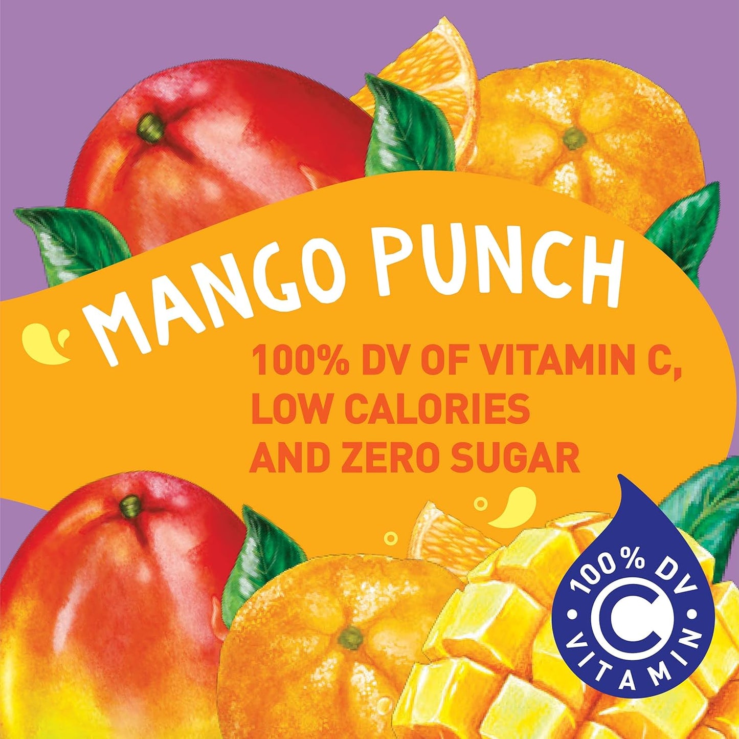 Tampico Singles To Go Drink Mix Packets, Mango Punch, Zero Sugar, Low Calorie, 100% DV of Vitamin C per Serving, Convenient, On-The-Go Water Enhancers, 6 sticks, Pack of 1