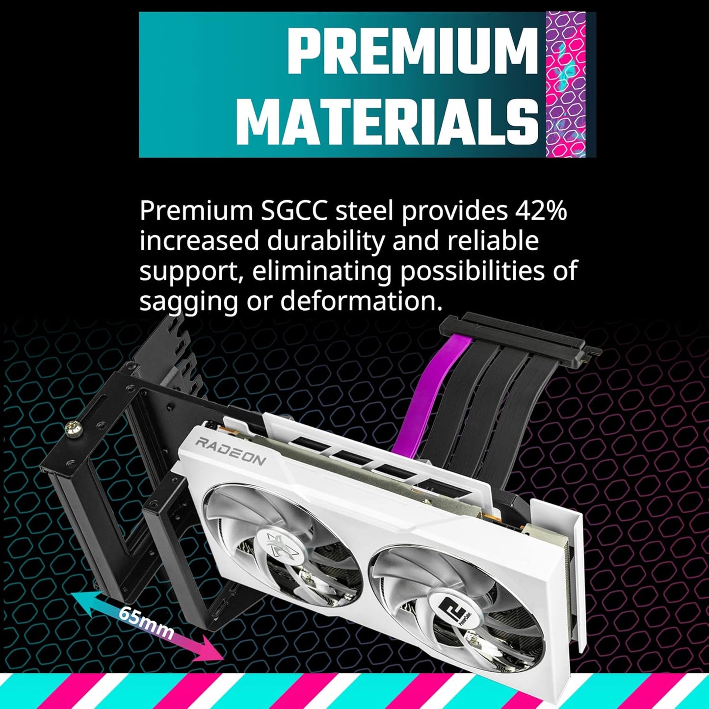 Cooler Master MasterAccessory Vertical GPU Card Holder Kit V3 Black, Premium Riser Cable PCI-E 4.0 x16-165mm, PCIe 3.0 Compatible, Adjustable Length for E-ATX|ATX|Micro ATX Case (MCA-U000R-KFVK03)