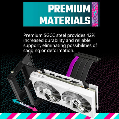 Cooler Master MasterAccessory Vertical GPU Card Holder Kit V3 Black, Premium Riser Cable PCI-E 4.0 x16-165mm, PCIe 3.0 Compatible, Adjustable Length for E-ATX|ATX|Micro ATX Case (MCA-U000R-KFVK03)