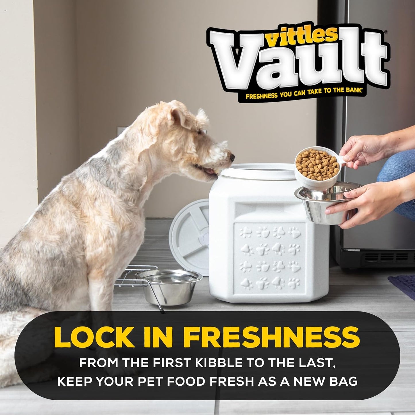 Gamma2 Vittles Vault Airtight Dog Food Storage Container - Fits up to 25 Pounds of Dry Pet Food - Perfect for Cat and Puppy Kibble - BPA-Free Plastic - Made in the USA - 12" L x 13.75" H