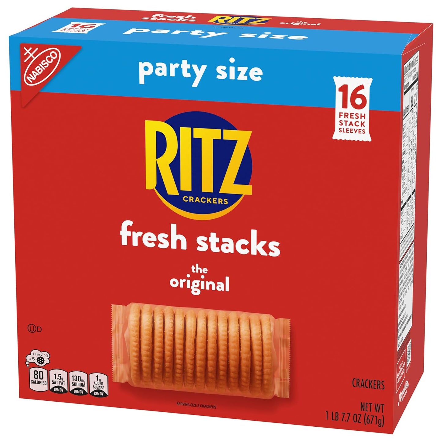 RITZ Fresh Stacks Original Crackers, Party Size, Christmas Crackers, Holiday Crackers, 23.7 oz (16 Stacks)