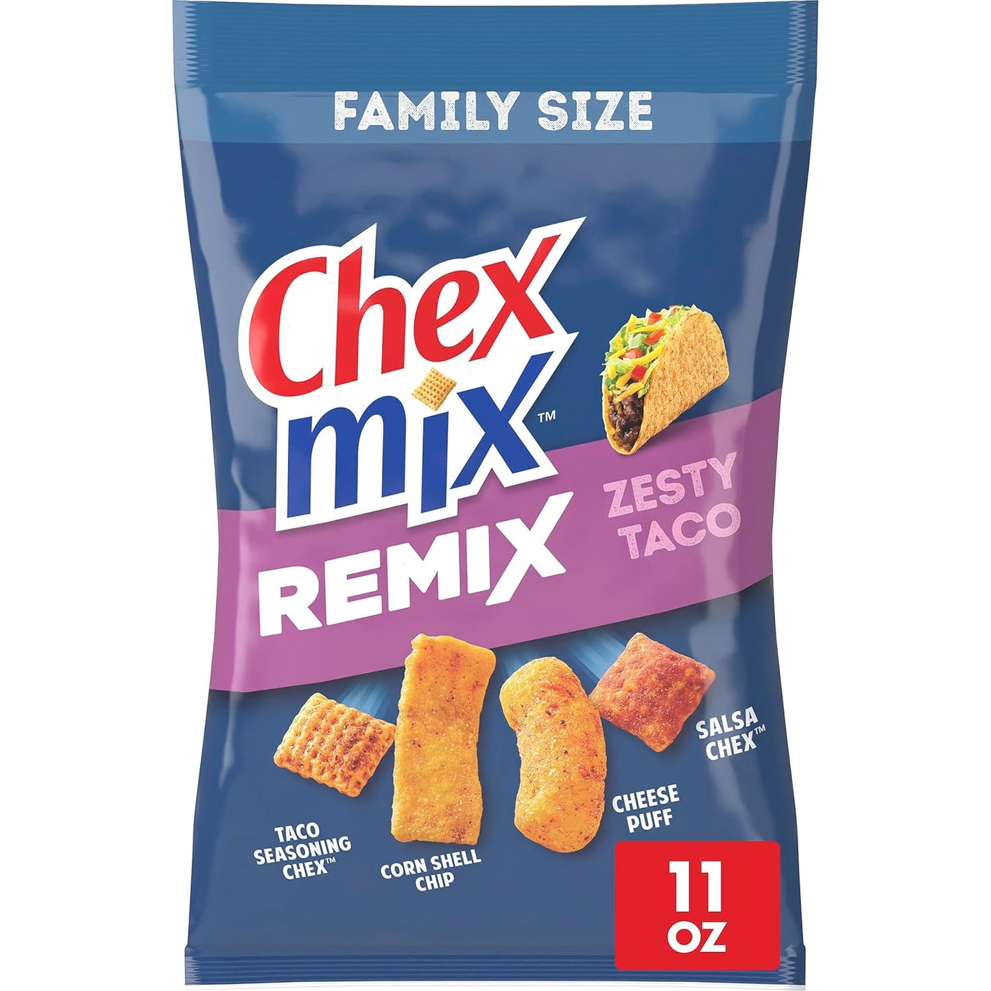 Chex Mix Snack Mix, Remix Zesty Taco, Savory Snack Bag, 11 oz