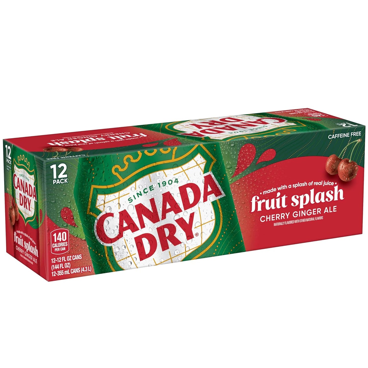 Canada Dry Cherry Gingerale Fruit Splash 12oz, Pack of 12