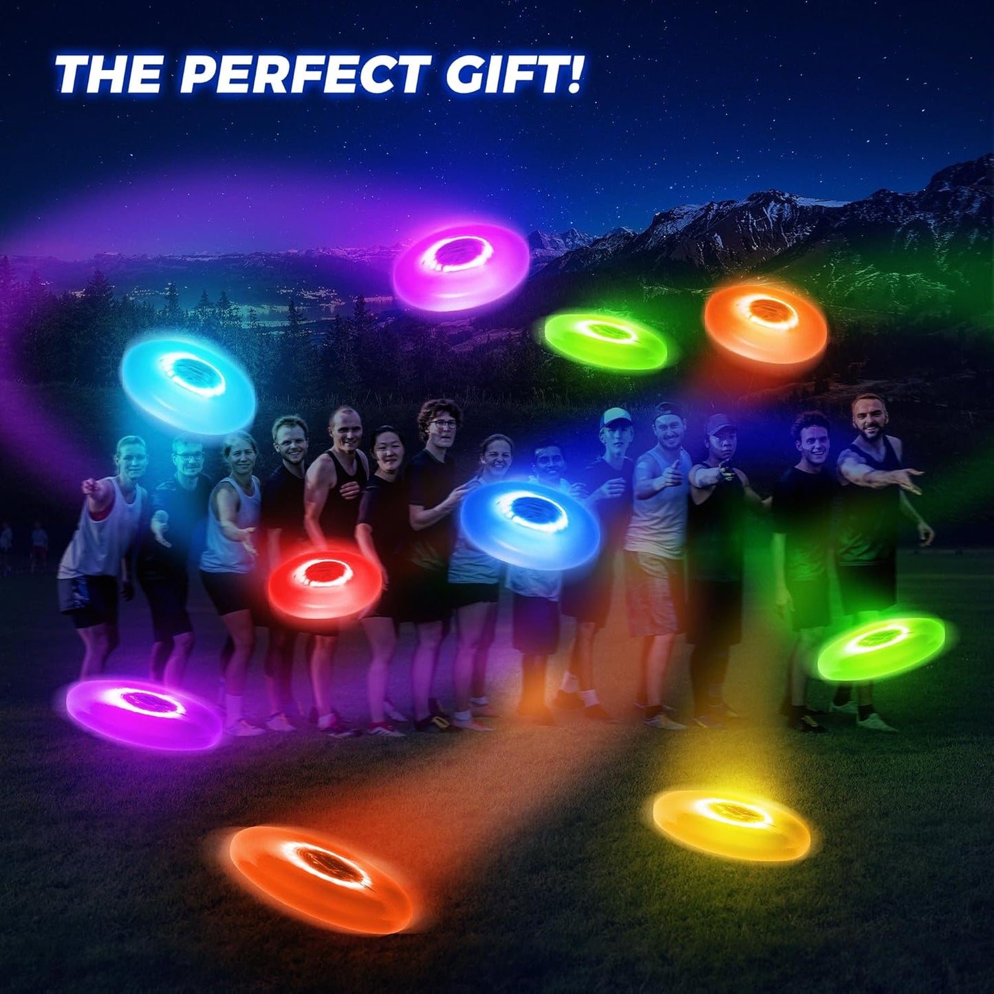Glow in The Dark LED Flying Disc - 7 Dynamic Modes, 7 Colors, IP65 Waterproof, Perfect Birthday & Camping Gift for Men/Boys/Teens/Kids - Outdoor Games & Cool Toys, 175g