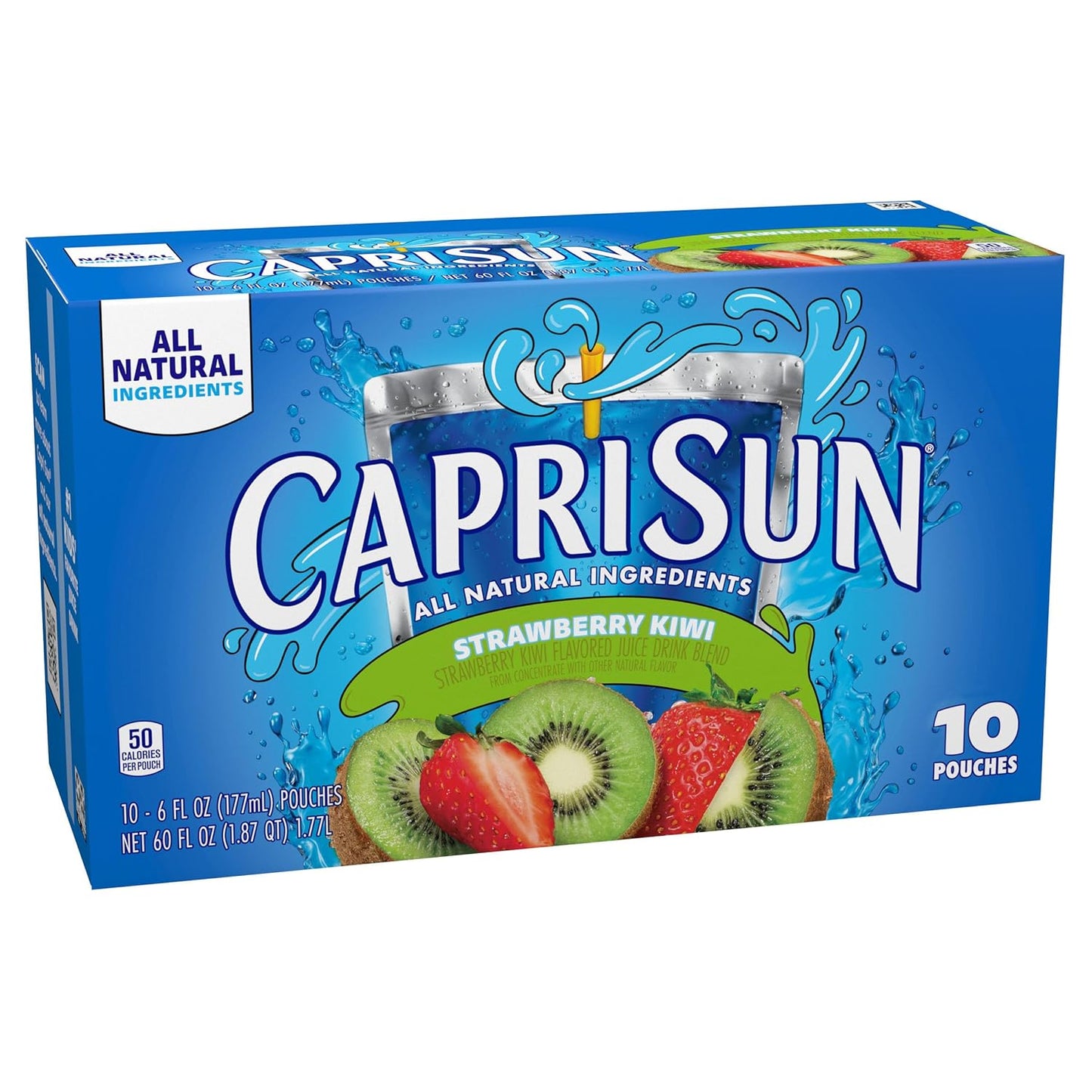 Capri Sun Strawberry Kiwi Flavored with other natural flavor Juice Drink Blend, 10 ct Box, 6 fl oz Pouches