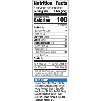Ratio Soft Baked Bars, Chocolate Chunk Cookie, 1g Sugar, Keto Friendly, 5.34 oz (6 Bars)