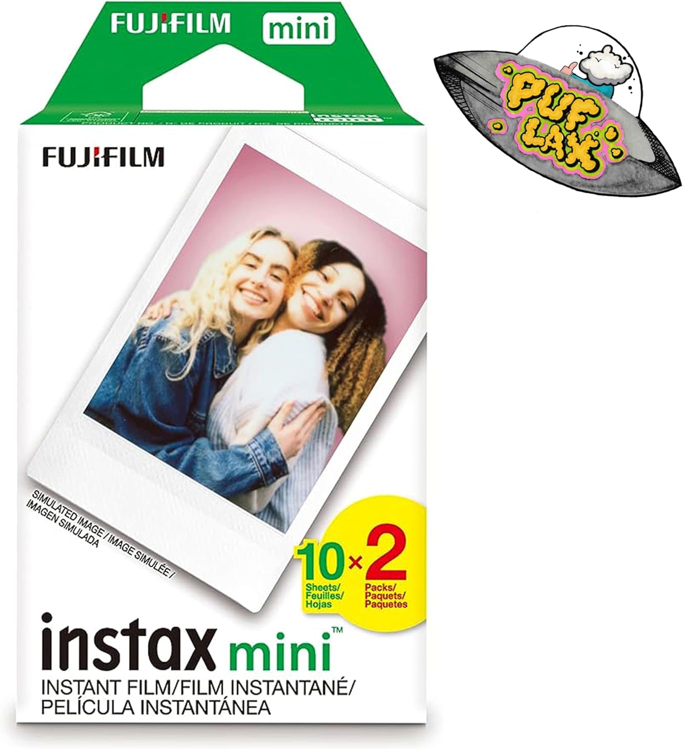 FUJIFILM Mini Instant Camera Film: 20 Shoots Total, Value Pack, (10 Sheets x 2) - Capture Memories Anytime, Anywhere - Includes Puflax UFO Sticker