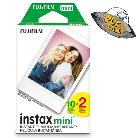 FUJIFILM Mini Instant Camera Film: 20 Shoots Total, Value Pack, (10 Sheets x 2) - Capture Memories Anytime, Anywhere - Includes Puflax UFO Sticker
