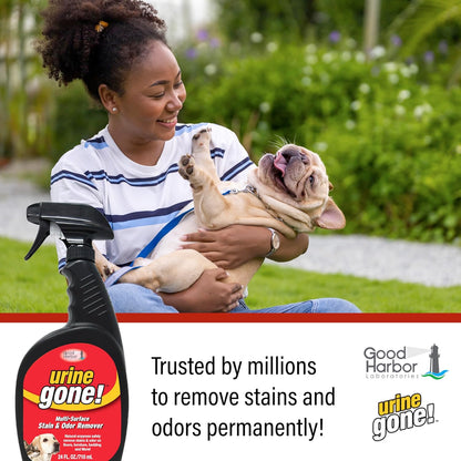 Urine Gone Stain & Odor Eliminator: Professional Strength Fast Acting, Enzyme Based Home Cleaning Solution for Carpet, Stain Remover for Cat Urine & Dog Pee