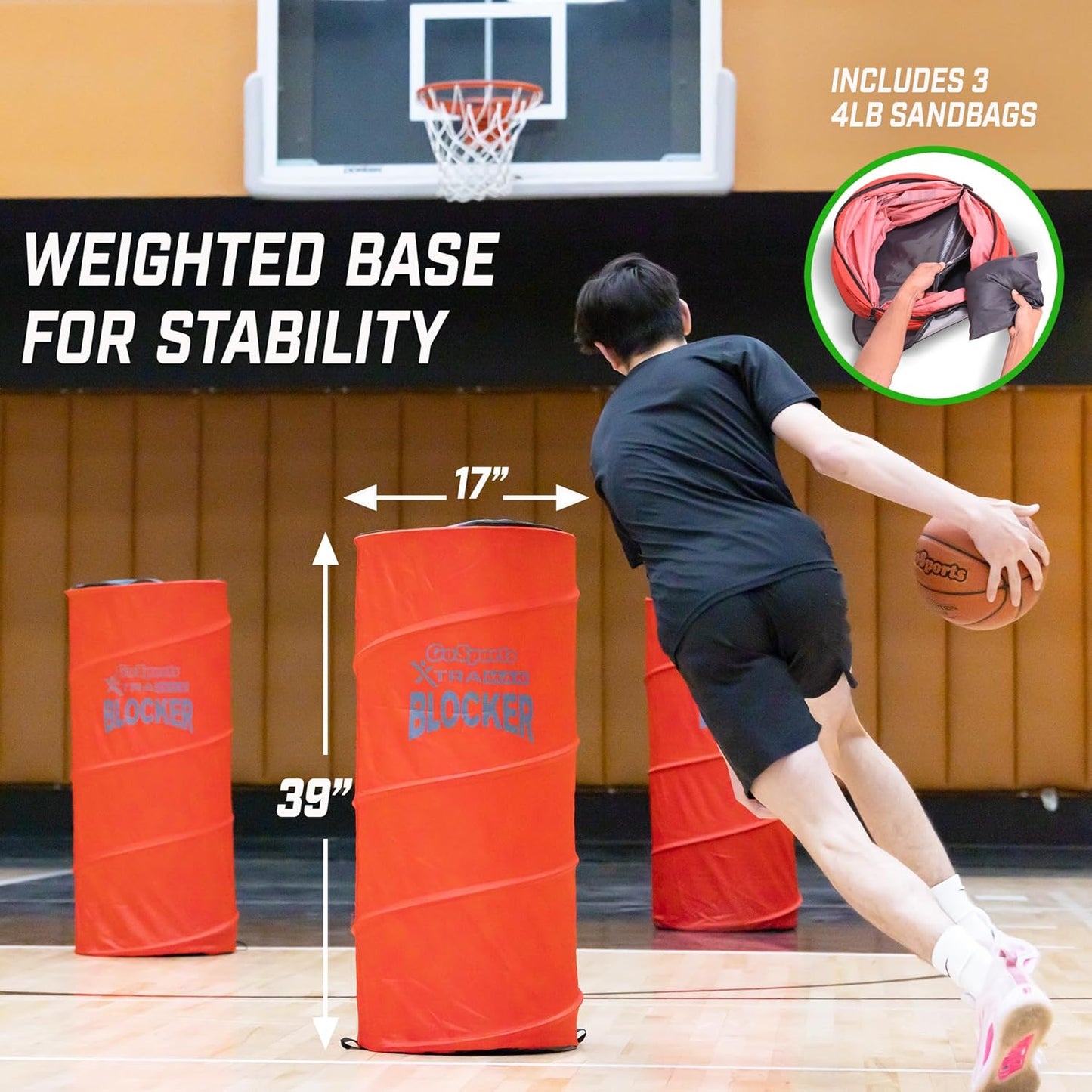 GoSports XTRAMAN Blocker Pop-Up Defenders 3 Pack - Safely Simulate Defenders for All Major Sports - Basketball, Soccer, Football and More