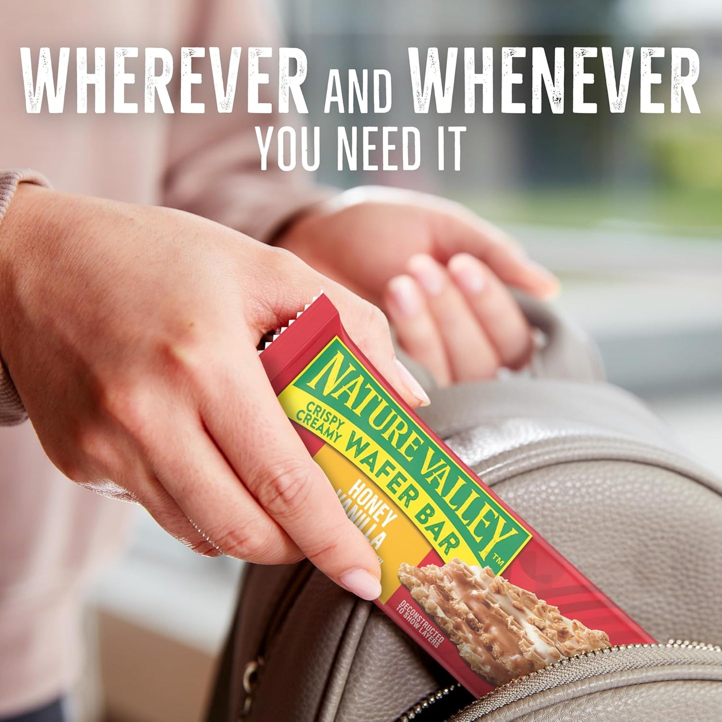 Nature Valley Crispy Creamy Wafer Bars, Honey Vanilla Flavored Snacks, Made with Whole Grain, 5 Bars, 6.5 OZ