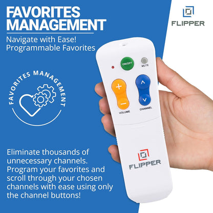 Flipper Big Button Universal TV Remote for Seniors, Dementia - TVs and Cable Set Top Boxes (STBs) - Favorites, IR Devices Like Spectrum, Xfinity, Dish, Samsung, LG, Vizio, [Does not Work Streaming]