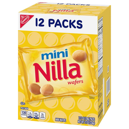Nilla Wafers Mini Cookies, Vanilla Wafers, 12 Snack Packs