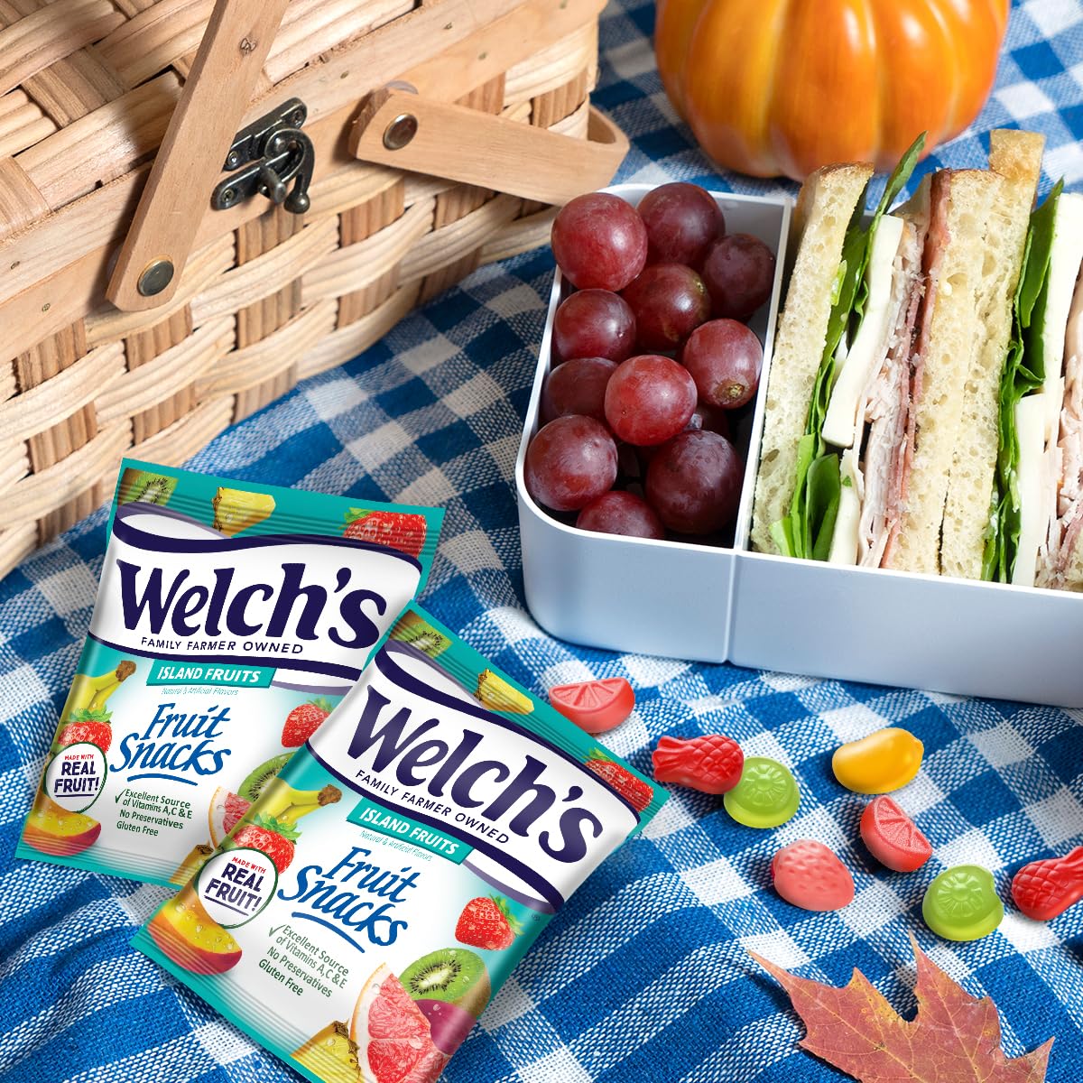 Welch's Fruit Snacks, Fruit Punch & Island Fruits Variety Pack, Perfect Stocking Stuffer, Bulk Pack, Gluten Free, Individual Single Serve Bags, 0.8 oz (Pack of 40)