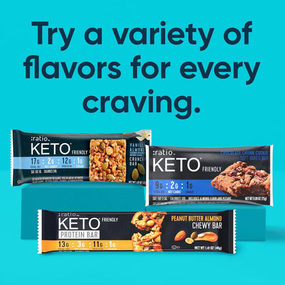 Ratio Soft Baked Bars, Chocolate Chunk Cookie, 1g Sugar, Keto Friendly, 5.34 oz (6 Bars)