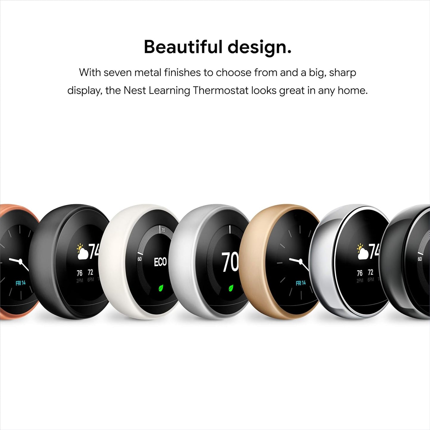 Google Nest Learning Thermostat - 3rd Gen (2015) - Programmable Smart Thermostat for Home - Works with Alexa - Stainless Steel