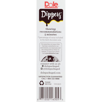 Dole Frozen Dark Chocolate Dippers, Dark Chocolate Covered Banana Slices, 1.55 Oz Pack, 6 Snacks