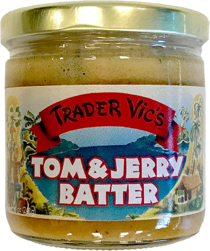 Trader Vic's Combo Pack Tom & Jerry Batter and Hot Buttered Rum Batter 2-Pack 1 Each with Gold Stainless Steel Stirring Spoon (3-Pc Set)