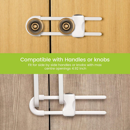 Jetec 10 Pieces Cabinet Locks for Babies, U-Shaped Proofing Drawers Safety Child Locks Adjustable, Easy to Use Childproof Latch for Knob Handle on Kitchen Door Storage Cupboard Closet (White)