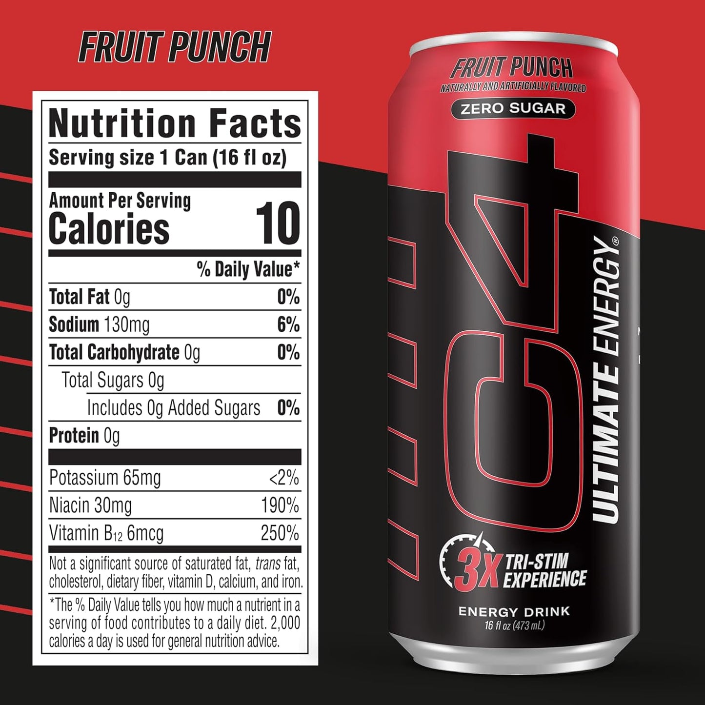 Cellucor C4 Ultimate | Pre Workout Sugar Free Energy Drink | Tri-Stim Experience with 300mg Caffeine + TeaCrine + Dynamine | Fruit Punch | 16oz (Pack of 12)