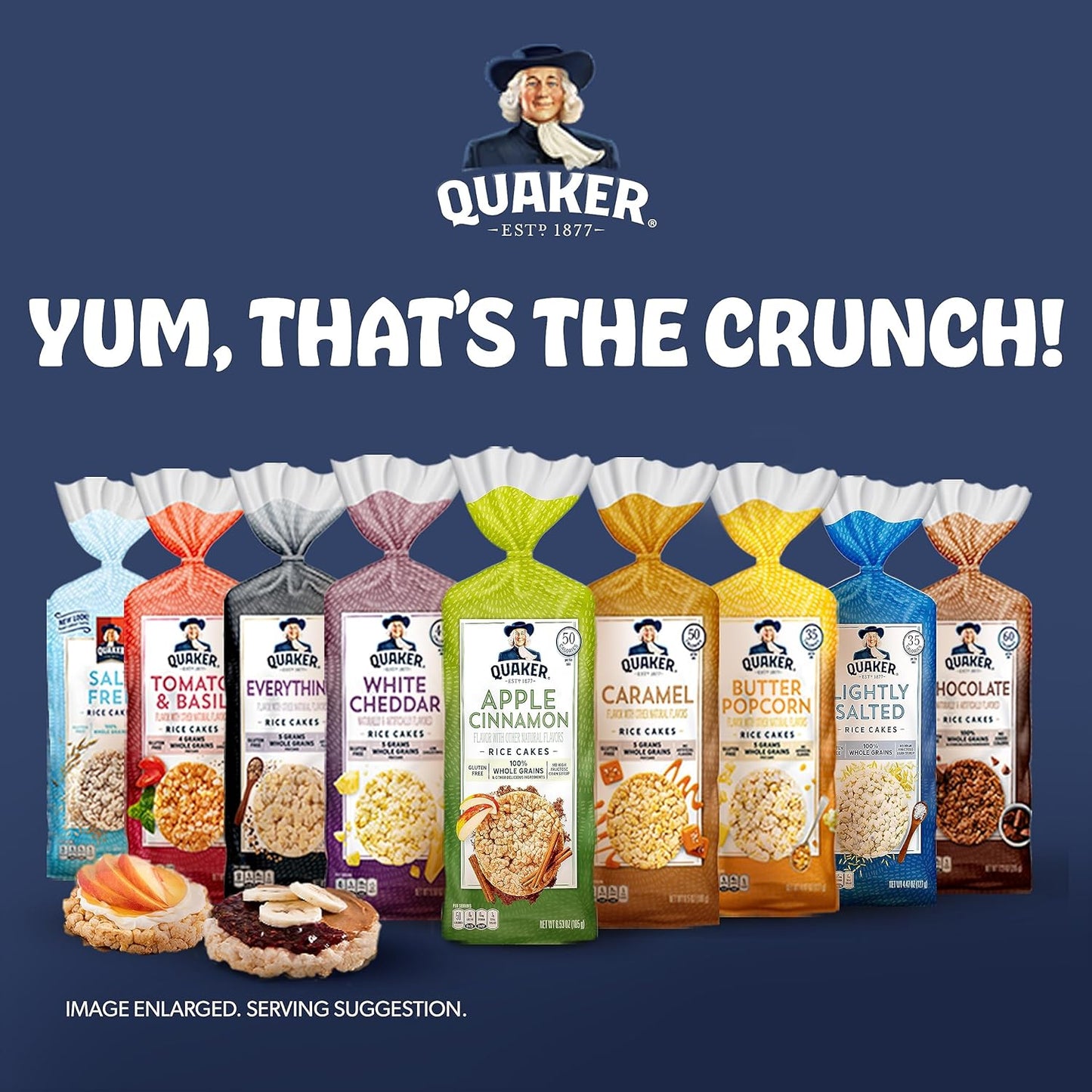 Quaker Large Rice Cakes, Gluten Free, 3 Flavor Variety Pack, 6 Count