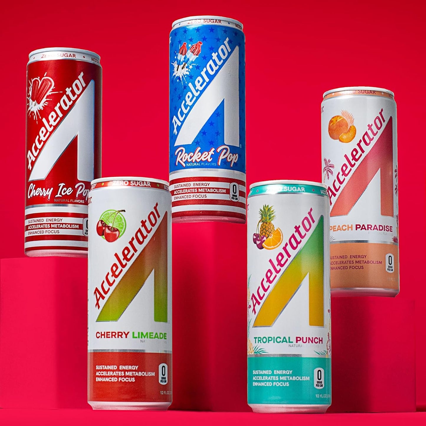 Accelerator Active Energy Drink, Rocket Pop, 12 Fl Oz Can (Pack of 12), Sugar Free, NSF Certified Sport, Sustained Energy, Accelerates Metabolism, Enhanced Focus