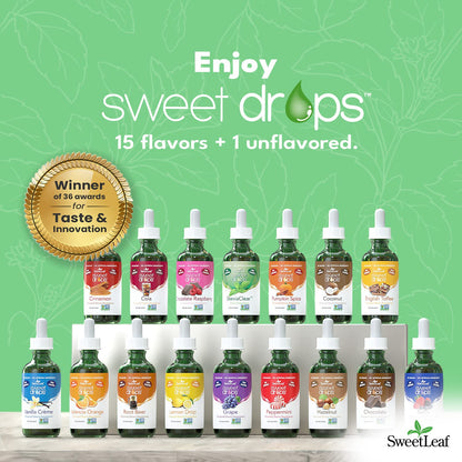 SweetLeaf Sweet Drops- Flavored Stevia Liquid Sweetener, Organic Stevia Extract, Zero Calorie, Gluten Free, Keto Friendly, Non GMO, Natural Flavor, Sugar Alternative- Stevia Clear, 4 Fl Oz (Pack of 1)