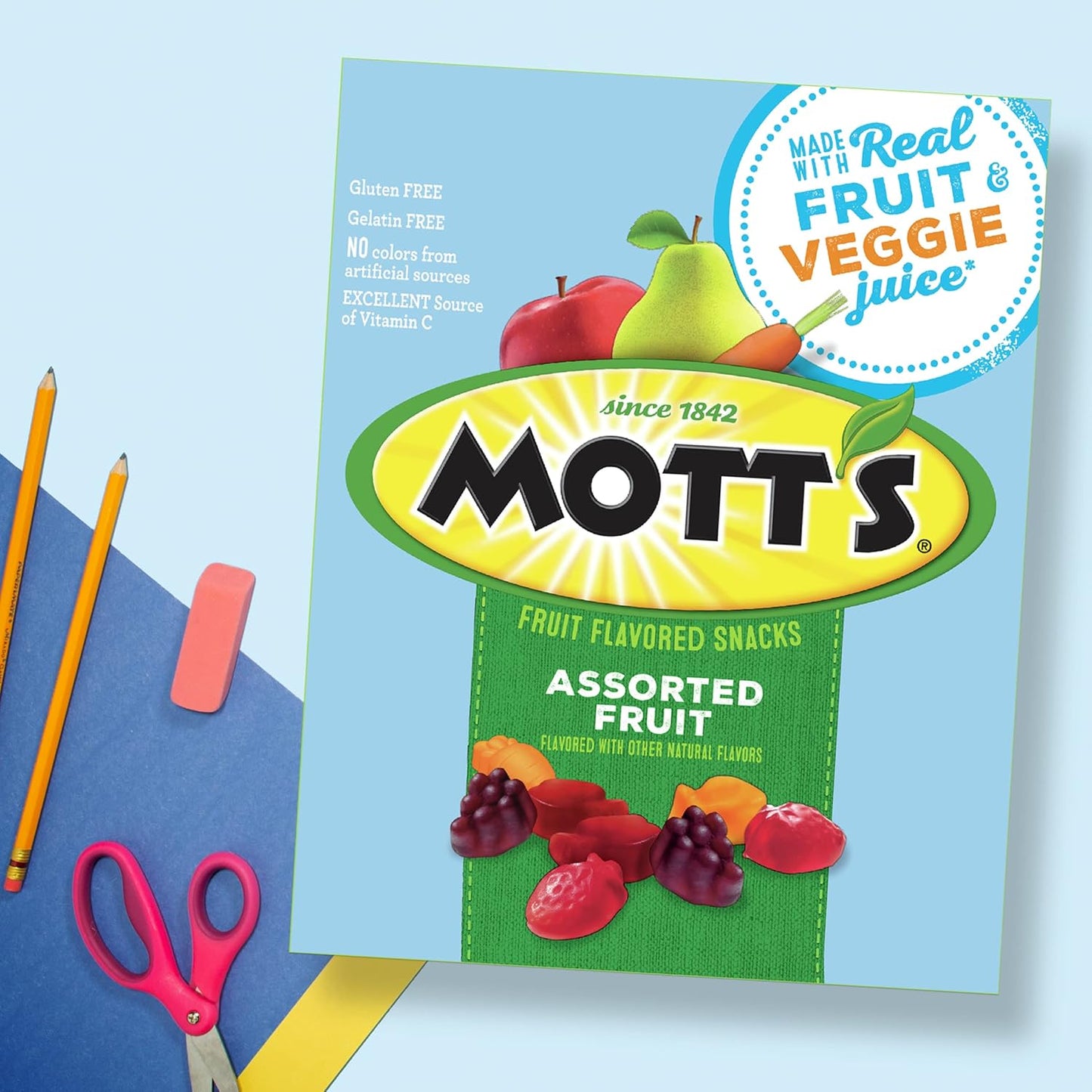 Mott's Fruit Flavored Snacks, Assorted Fruit, Family Pack, Gluten Free, 40 ct