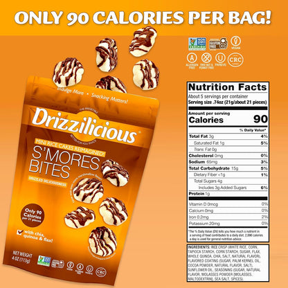 Drizzilicious Mini Rice Cakes Variety Pack - Rice Crisps, Healthy Snack for Adults and Kids, Flavored Rice Cakes, Vegan, Gluten Free, Allergen Free, Only 90 Calories Per Bag - .74 oz (Pack of 32)