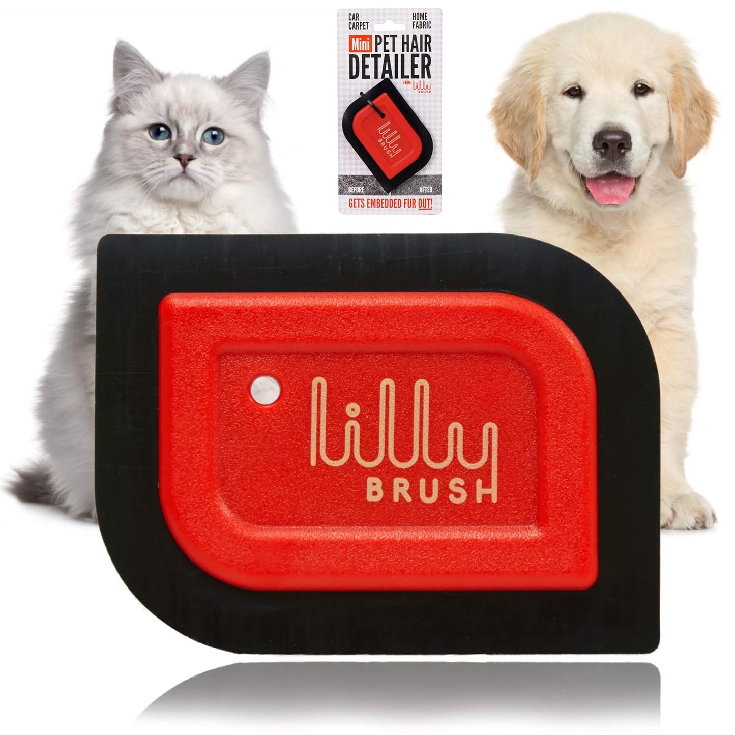 Lilly Brush Mini Pet Hair Detailer | Reusable Fur Remover for Car Interior, Carpet, Couch & Furniture