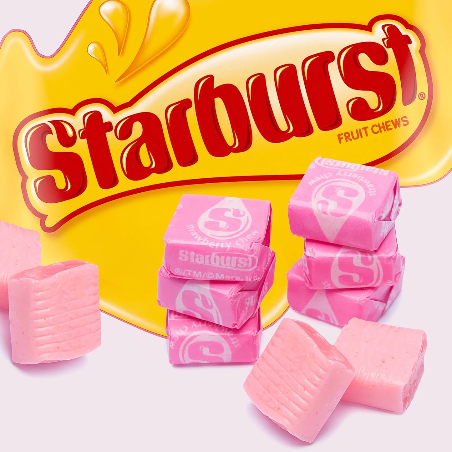 Strburst All Pink Chewy Candy -1 Pound Approx 90 Strawberry Candies - Bulk Candy Individually Wrapped Christmas Candy - Snacks for Kids and Adults - Pink Christmas Candy Bulk for Candy Buffet and Christmas Decoration