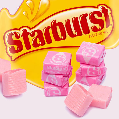 Strburst All Pink Chewy Candy -1 Pound Approx 90 Strawberry Candies - Bulk Candy Individually Wrapped Christmas Candy - Snacks for Kids and Adults - Pink Christmas Candy Bulk for Candy Buffet and Christmas Decoration