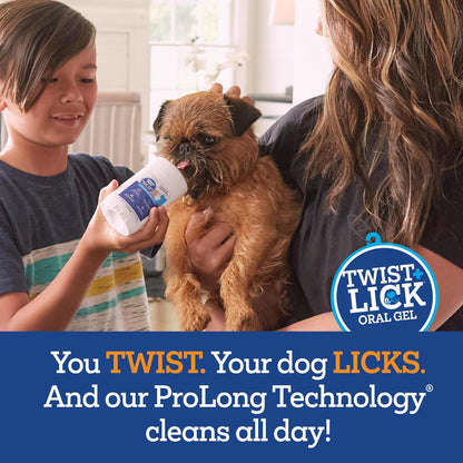 Twist and Lick Dental Gel for Dogs, Cleans Teeth and Freshens Breath for 24 Hours, Chicken Flavor, 2 oz, 30 Day Supply