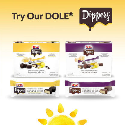 Dole Frozen Dark Chocolate Dippers, Dark Chocolate Covered Banana Slices, 1.55 Oz Pack, 6 Snacks