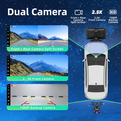 9 Inches Wireless Apple Carplay Touch Screen for car with 4K Dash Cam,Universal Wireless CarPlay Screen for Old Car,Portable Car Play & Android Auto Car Screen With1080p Backup Camera