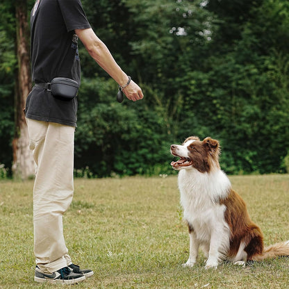 Pet Training Snack Pouch with Clicker 2.0 Upgraded Magnetic Closure, 1.66 Cup Silicone Belt Pouch for Dog Treats，Perfect for Training and Walking