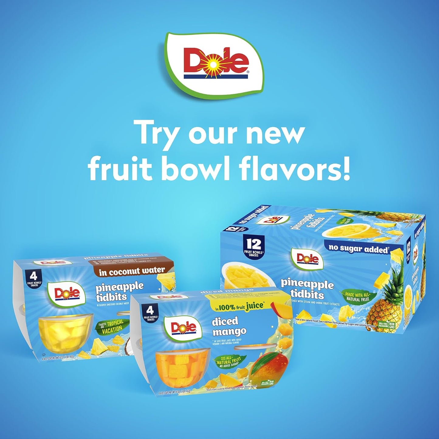 Dole Diced Peaches in 100% Juice^ - Dole Fruit Bowls Snacks - 4 oz Fruit Bowls - 12 Pack
