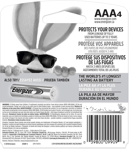Energizer AAA Batteries, Max Triple A Alkaline, 4 Count