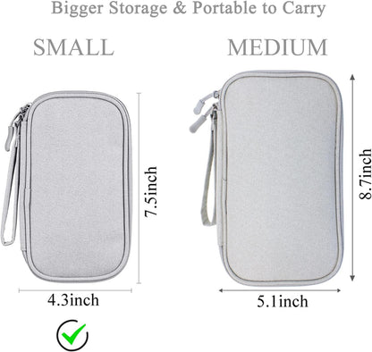 Electronics Accessories Organizer Pouch Bag, Designed for Power Adapter/Charger/Cables/Mouse, for Travel (Light Grey)