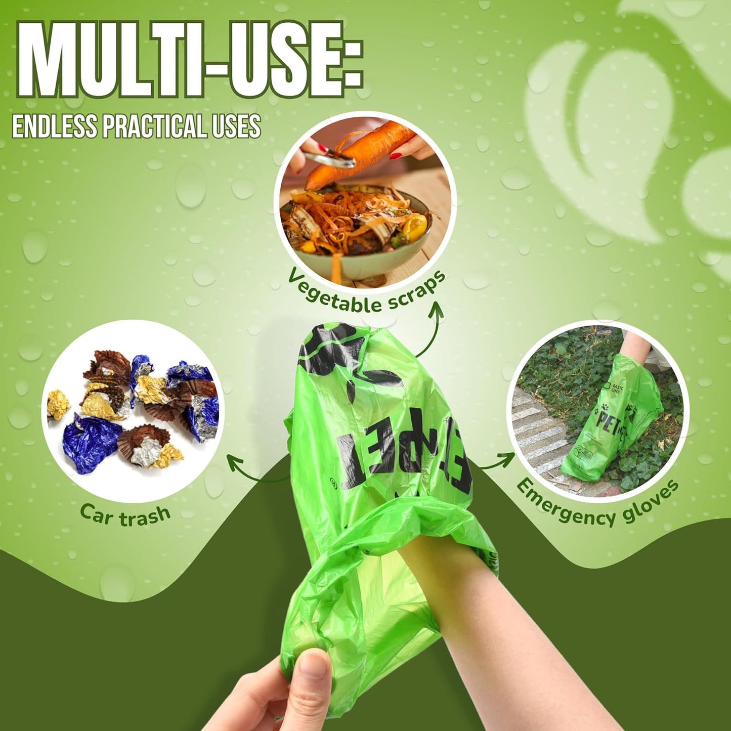 Pet N Pet 1080 Counts Green Poop Bags for Dogs, 38% Plant Based & 62% PE Extra Thick Dog Poop Bags Rolls, 9" x 13" Unscented Dog Bags for Poop, Doggie Poop Bags, Cat Poop Bags, Pet Waste Bags