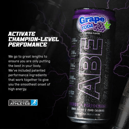 All Black Everything Sugar Free Energy Drink | Grape Soda | 0 Calories | 12 Pack | 200mg Natural Caffeine | Pre-Workout Sport Drink for Men and Women