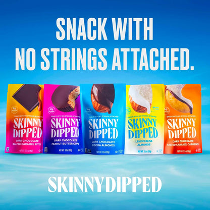 SkinnyDipped Dark Chocolate Peanut Butter Almonds, Healthy Snack, Plant Protein, Gluten Free, 3.5 oz Resealable Bags, Pack of 1