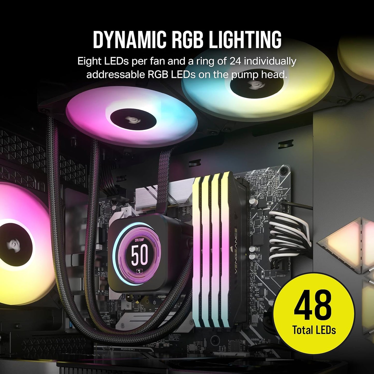 Corsair iCUE H150i Elite LCD XT Liquid CPU Cooler - IPS LCD Screen - Three AF120 RGB Elite Fans - 360mm Radiator - Fits Intel® LGA 1700, AMD® AM5, and More - Included iCUE Commander CORE - Black