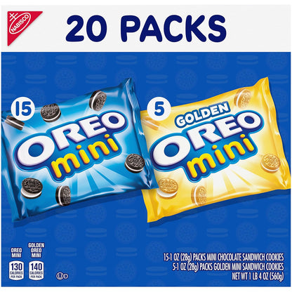 OREO Mini Mix Sandwich Cookies Variety Pack, 20 Snack Packs