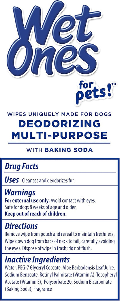 Wet Ones for Pets Deodorizing Multipurpose Pet Wipes, Tropical Splash Scent - Pet Grooming Wipes for In-Between Baths, Pet Cleaning Supplies, Puppy Wipes for Dogs, 50 Count