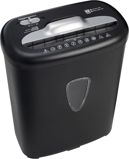 Amazon Basics 8 Sheet Cross Cut Paper and Credit Card Shredder with 4.1 Gallon Bin, Black