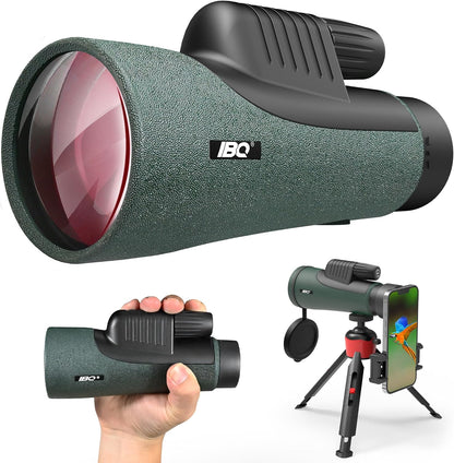 12x55 UHD Monocular for Adult with Tripod Hand Strap Smartphone Adapter, Waterproof Monocular Telescope High Powered with BAK4 Prism & FMC Lens for Camping Travel Hiking Bird Watching Hunting
