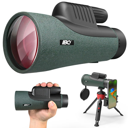 12x55 UHD Monocular for Adult with Tripod Hand Strap Smartphone Adapter, Waterproof Monocular Telescope High Powered with BAK4 Prism & FMC Lens for Camping Travel Hiking Bird Watching Hunting