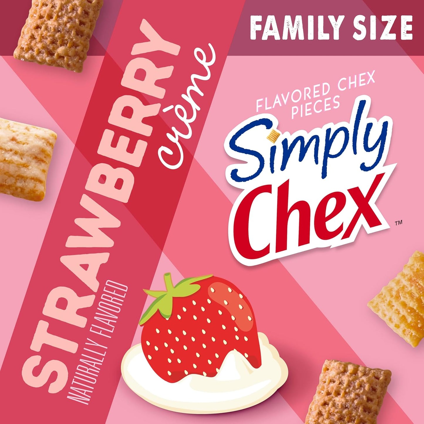 Simply Chex Strawberry Crème Snack Mix Family Size, 13.5 OZ